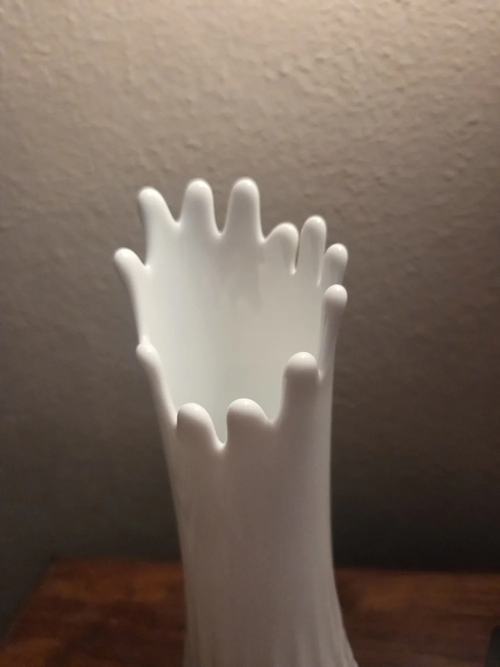 White Decorative Hobnail Milk Glass Swung Vase MCM Vintage 11